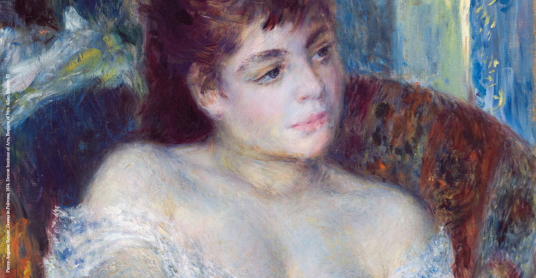 immagine per Visita guidata alla mostra: Impressionismo e oltre, al Museo dell’Ara Pacis. Pierre Auguste Renoir, Donna in poltrona -dettaglio-1874. Detroit Institute of Arts