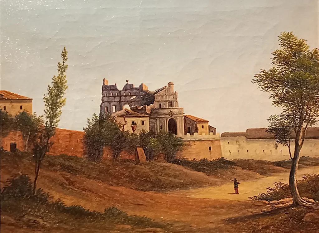 immagine per 10. A. Alborghetti. La Villa del Vascello dopo l'assedio del 1849 - olio su tela 1849 - Museo di Roma