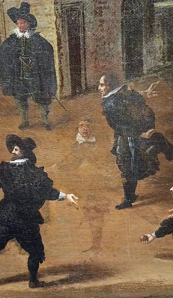 immagine per 13. Anonimo fiammingo - Gioco delle bocce alle falde del Gianicolo - olio su tela - fine del XVII secolo - particolare