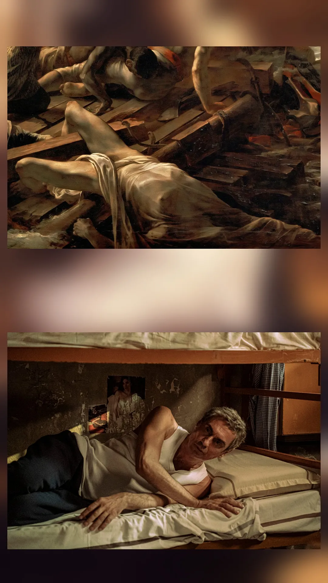 immagine per Fig. 16. Théodore Géricault, La zattera della “Medusa”, particolare, 1818-1819, olio su tela, 491×716 cm, Parigi, Musée du Louvre. Fabrizio Gifuni nella puntata 2 di Portobello. Foto: Valeria Gifuni