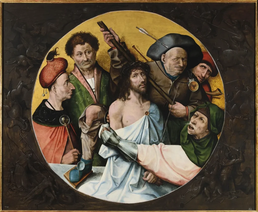 immagine per Fig. 21. Hieronymus Bosch, Incoronazione di spine, 1510 ca., olio su tavola, 157 x 194 cm, Monastero di San Lorenzo de El Escorial
