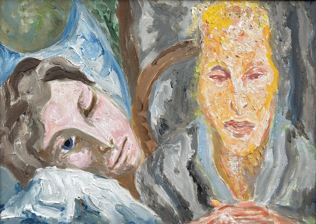 immagine per Carlo Levi, Risveglio con la madre, 1973, olio su tela, cm 50x70