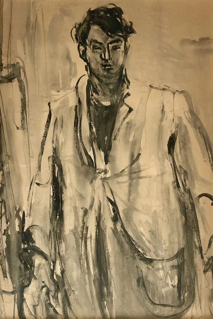 immagine per Luigi Spazzapan, Autoritratto, 1933, china acquerellata a su carta, 74x48