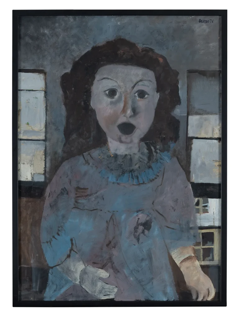 immagine per Mario Lattes, La bambola spaventata, olio su carta intelata, 70x50, 1976