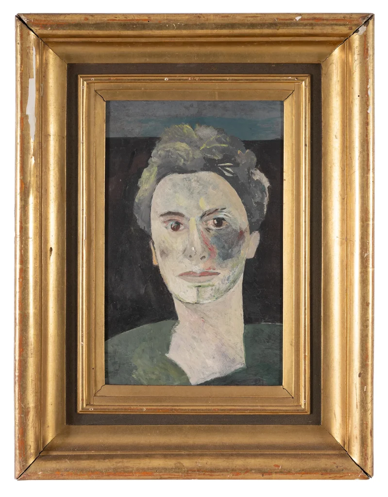 immagine per Mario Lattes, Ritratto di mia moglie, olio su carta intelata, 50x35, 1983