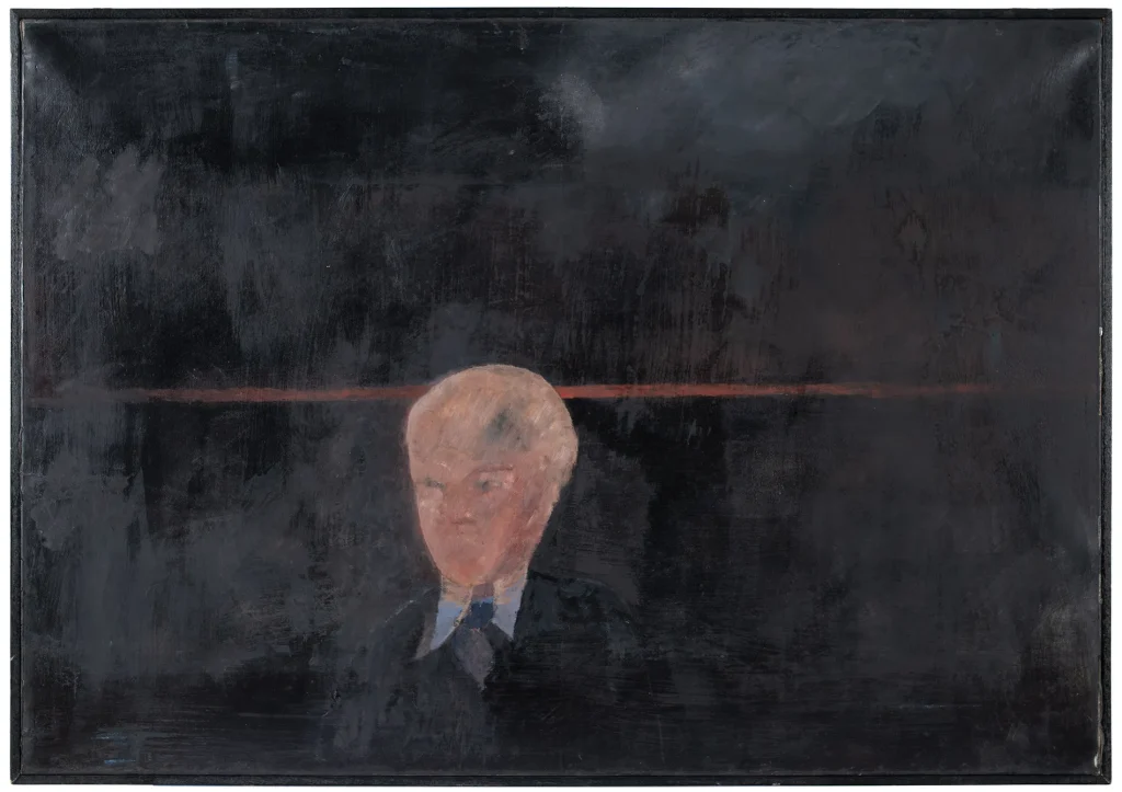 immagine per Mario Lattes, S.T. (autoritratto su sfondo nero), olio su carta intelata, 70x100, anni '80