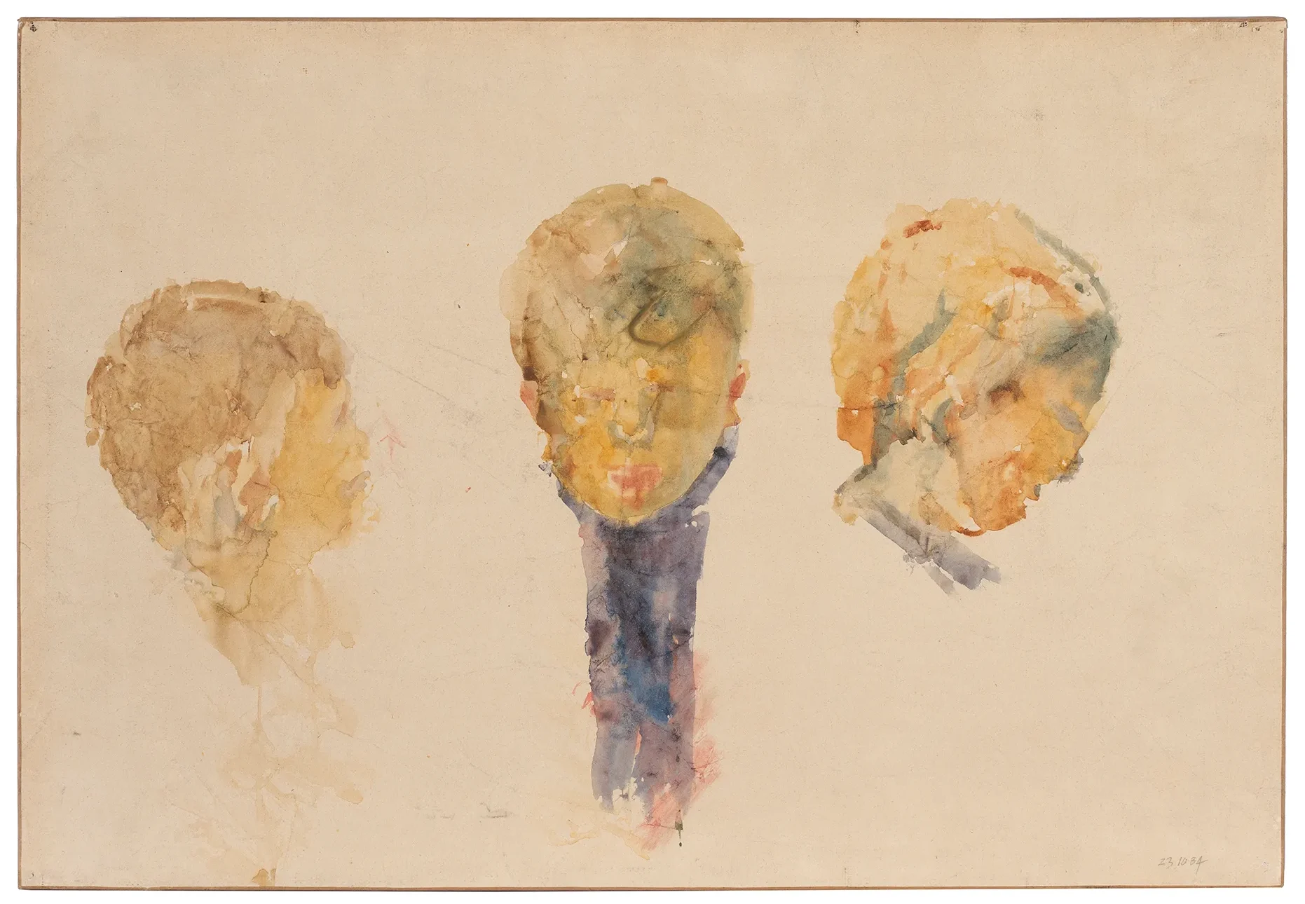 immagine per Ritratti del XX secolo Fondazione Bottari Lattes - Mario Lattes, S.T. (studio di teste), Tempera su carta intelata, 44x64, 1984