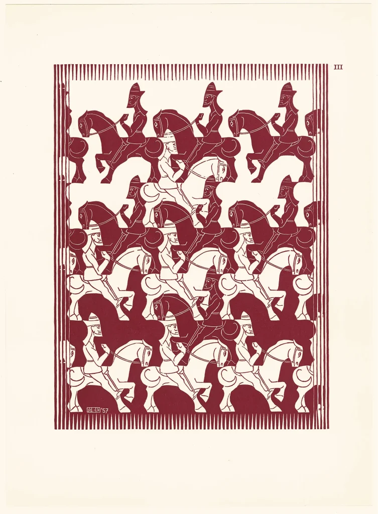 immagine per M.C. Escher Divisione regolare del piano III, 1957 Xilografia, 240x180 mm Collezione Maurits, Italia All M.C. Escher works © 2026 The M.C. Escher Company, The Netherlands. All rights reserved www.mcescher.com