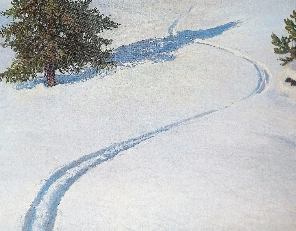immagine per fig. 2 - Max von Esterle, Paesaggio innevato con tracce di sci - dettaglio