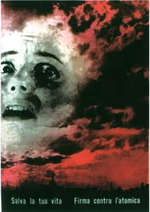 immagine per il poster di Albe Steiner, poster contro l’atomica, 1950 (courtesy AIAP CDPG).