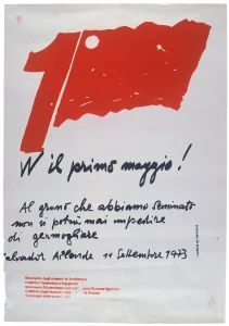 immagine per il poster del Movimento degli Studenti di Architettura con Albe Steiner, W il primo maggio, 1973 (courtesy Studio Origoni Steiner e AIAP CDPG).