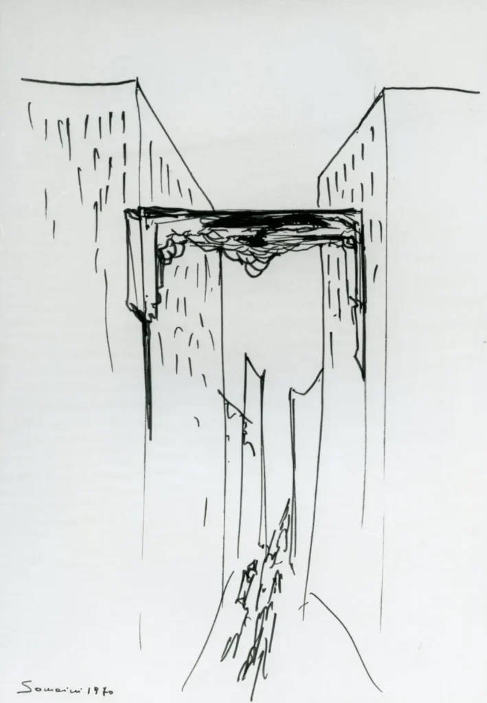 immagine per Scultura-ponte percorribile, 1970, pennarello su carta. Courtesy Archivio Francesco Somaini / Fondazione Francesco Somaini Scultore ETS