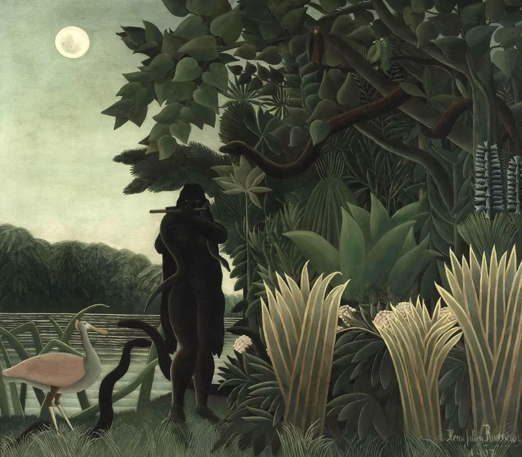 immagine del quadro di Henri Rousseau (1844-1910) L'incantatrice di serpenti, 1907 Olio su tela, H. 167,0; L. 189,5 cm Parigi, Museo d'Orsay, lascito Jacques Doucet, 1936 © foto: Museo d'Orsay, dist. Grand Palais Rmn / Patrice Schmidt