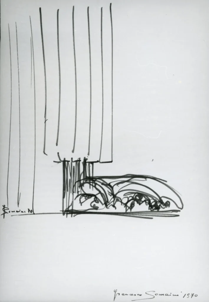 immagine per Ingresso per una torre cilindrica, 1970, pennarello su carta. Courtesy Archivio Francesco Somaini / Fondazione Francesco Somaini Scultore ETS