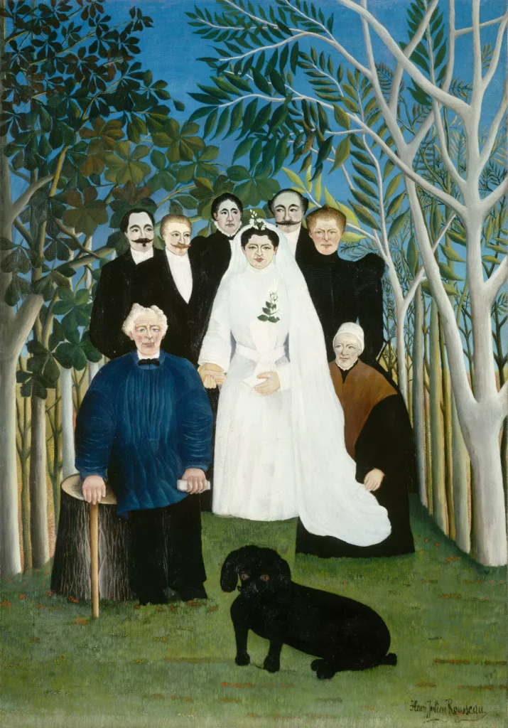 immagine del quadro di Henri Rousseau, Le nozze, 1905. Olio su tela. H.163 cm; L.114 cm; con cornice H. 185 cm; L.135 cm; Profondità 14 cm. Collezione Museo dell'Orangerie. © Foto: RMN-Grand Palais (Musée de l'Orangerie) / Hervé Lewandowski