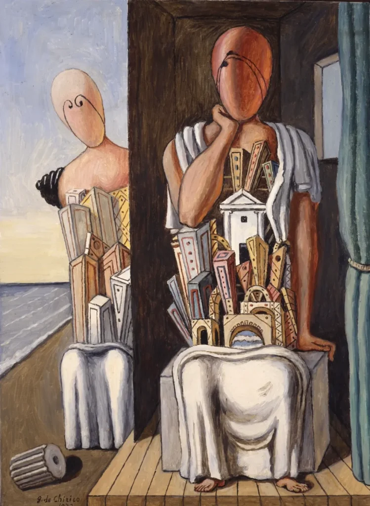 immagine per Giorgio de Chirico, Il dialogo misterioso, 1973, olio su tela, cm 92,5x68 (inv. 288)