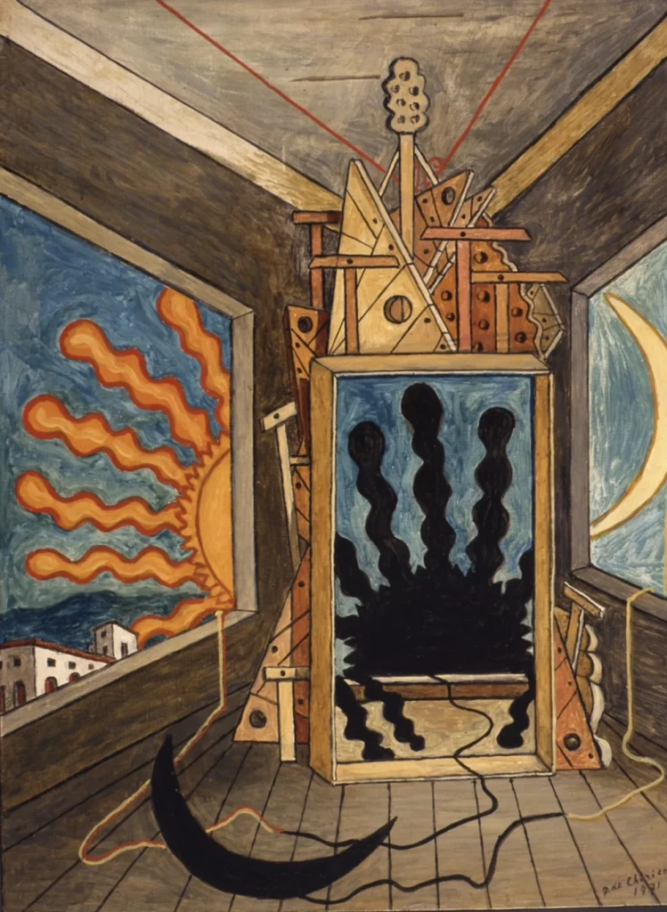 immagine per Giorgio de Chirico, Interno metafisico con sole spento, 1971, olio su tela, cm 80x60 (inv. 19)