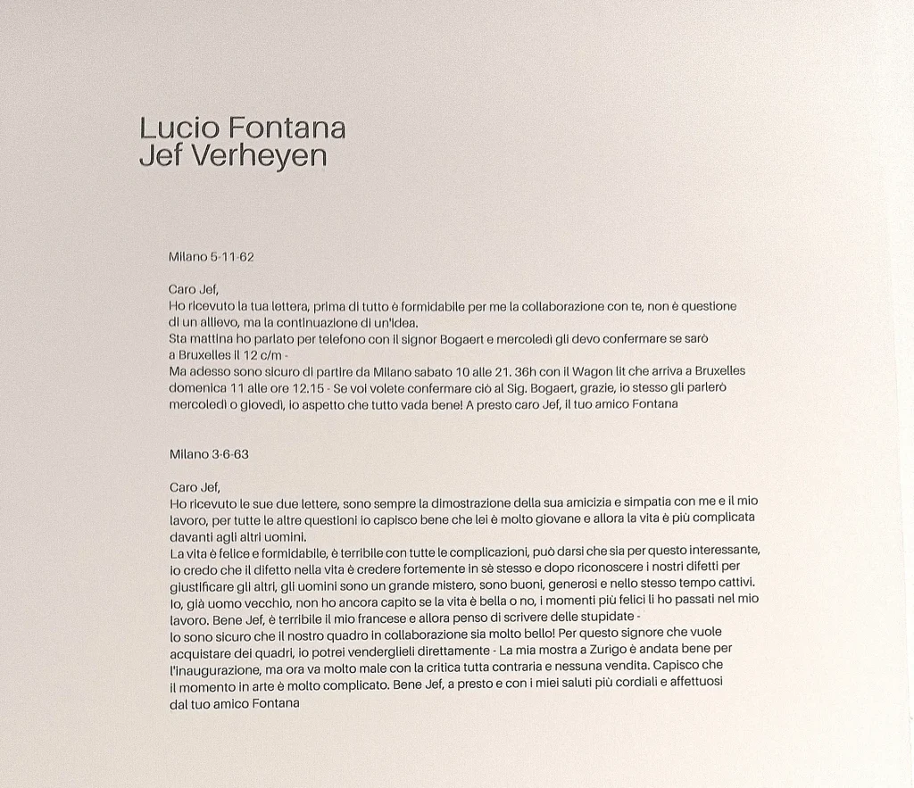 immagine per Lucio Fontana e Jef Verheyen - testo della lettera