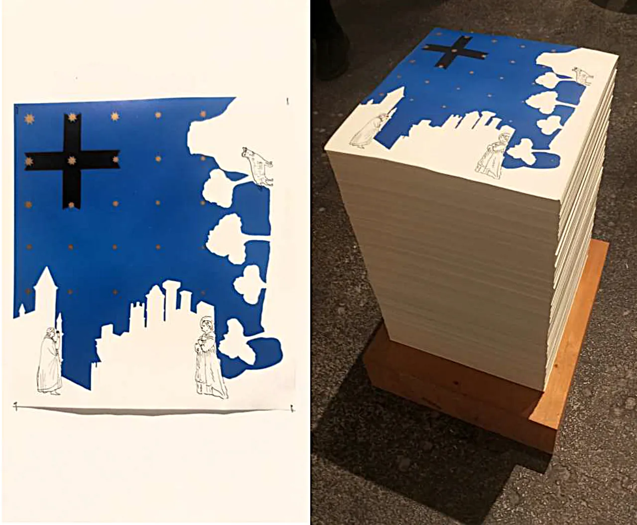 immagine per Takahara. Giotto - carte stampate accumulate base di legno. 1993