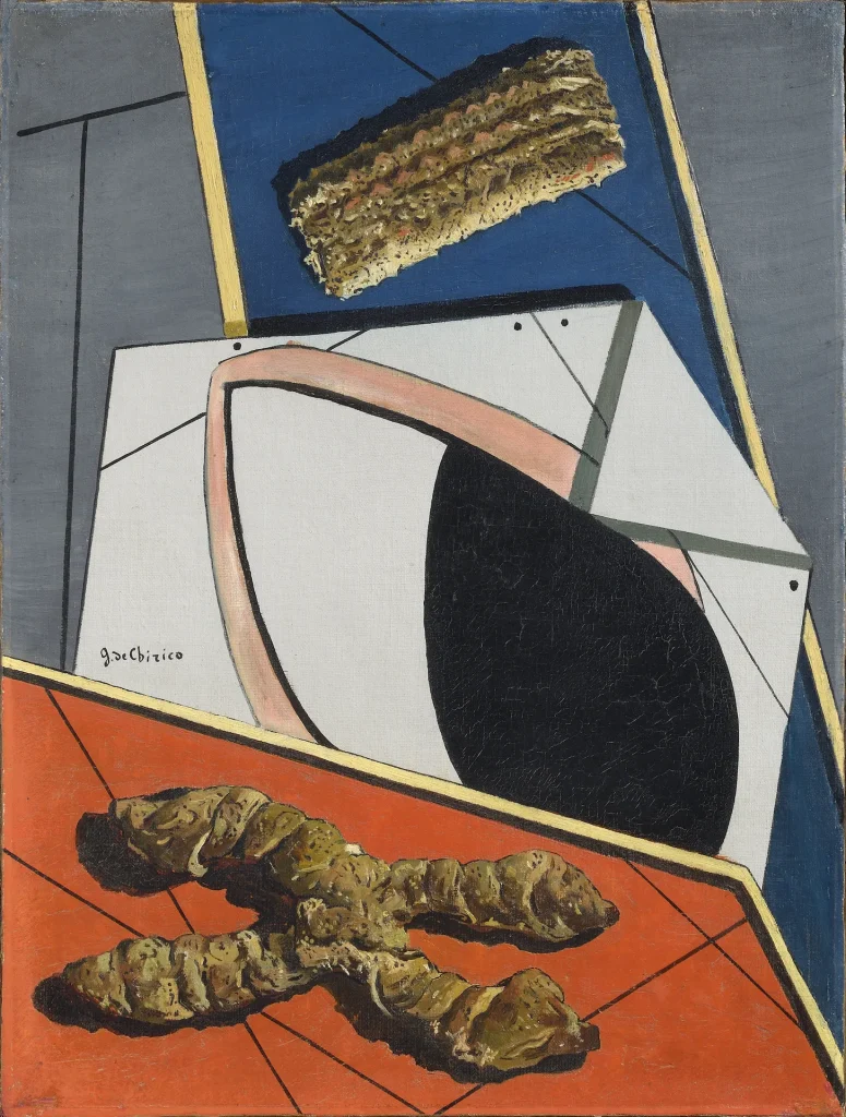 immagine per Giorgio de Chirico Le salut de l’ami lointain (Il saluto dell’amico lontano), 1916 Olio su tela, 74 x 60 cm Palazzo Maffei Fondazione Carlon, Verona @Studio Vandrasch, Milano © Giorgio de Chirico, by SIAE 2026