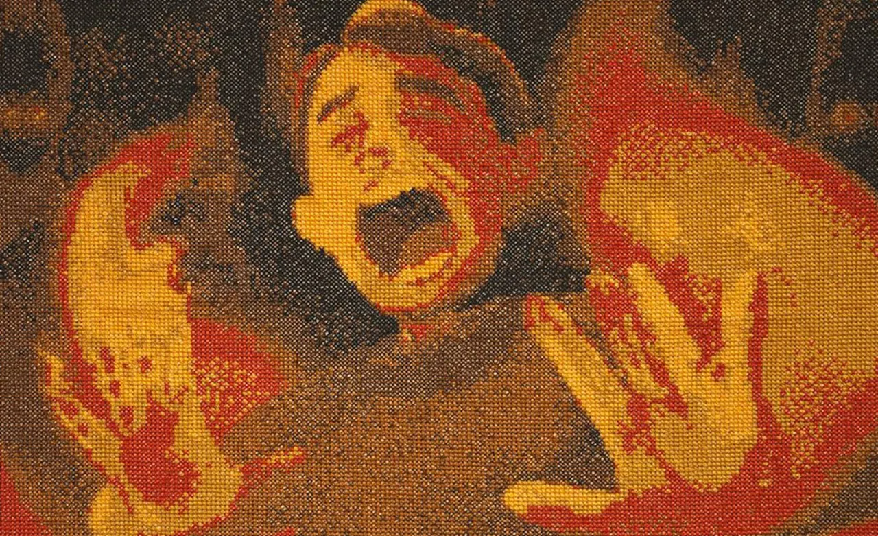 immagine per Gaza Genocide Tapestry. Gaza - No Words - See Exhibit, Palazzo Mora