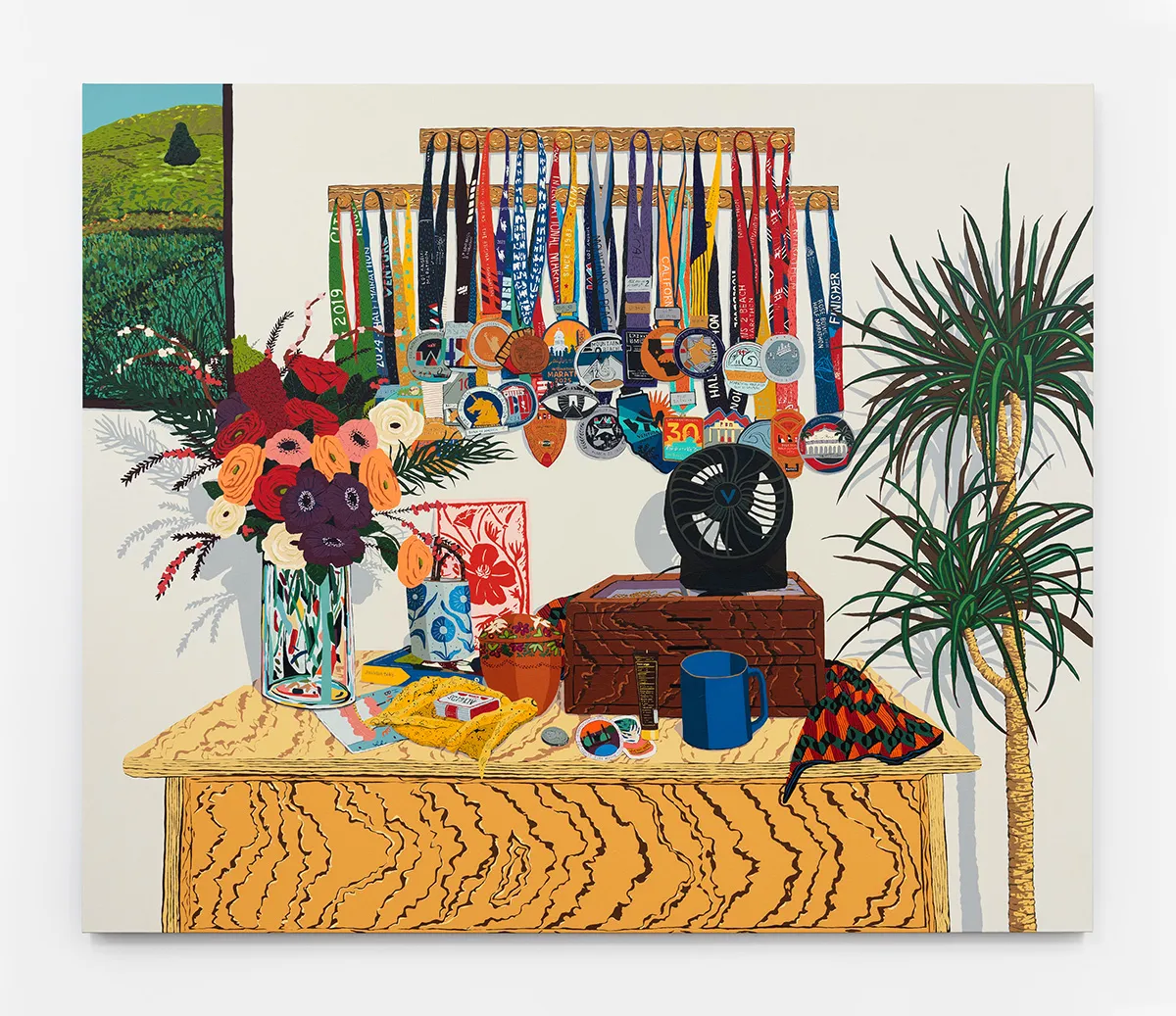 immagine per Hilary PecisMedals, 2026 acrylic on linen 77 x 92 x 1 5/8 inches (195.6 x 233.7 x 4.1 cm) Photo: Paloma Dooley Copyright: Please reach out to press@davidkordanskygallery.com for permission prior to printing or reposting any images. Courtesy of David Kordansky Gallery