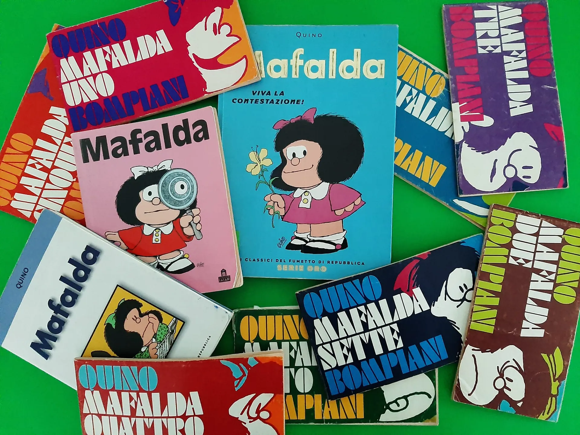 immagine per vignette di Mafalda sono state ripubblicate in tutto il Mondo e anche in Italia in innumerevoli raccolte.