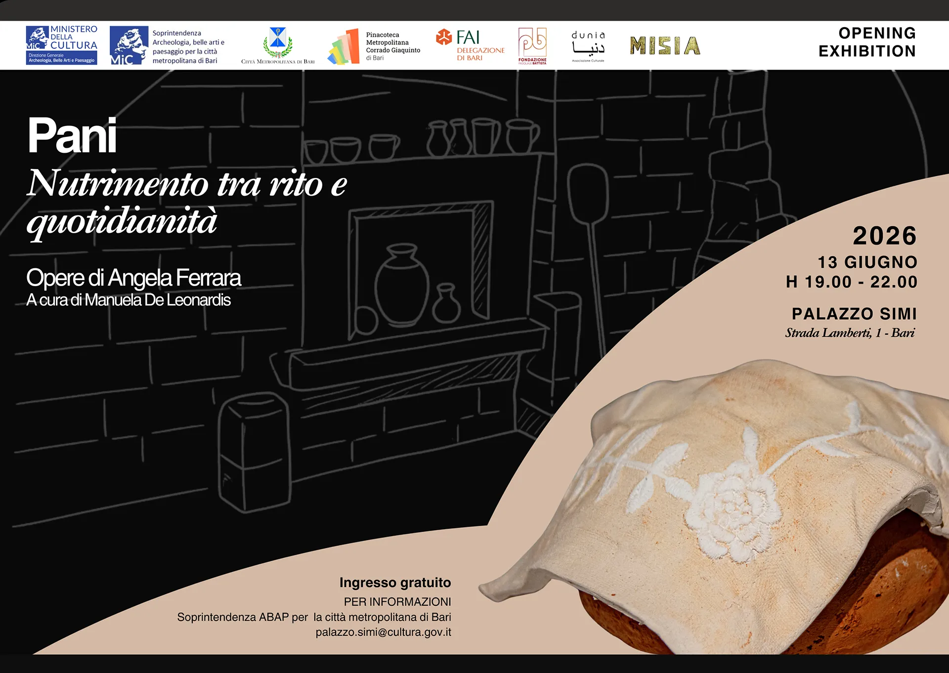 immagine per PANI - Nutrimento tra rito e quotidianità. Opere di Angela Ferrara, Locandina