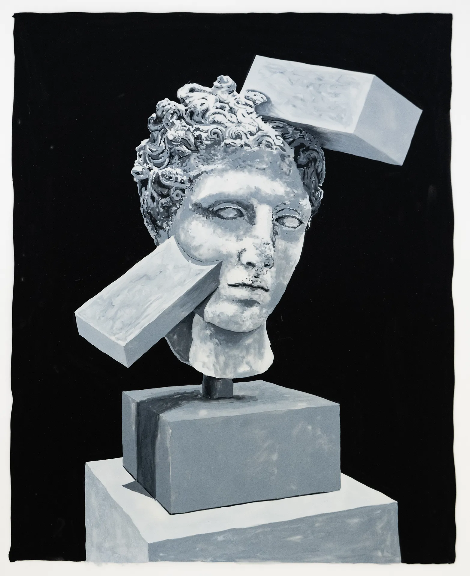 immagine per Daniel Arsham Portrait Bust of Duke Nemours and Floating Geometry, 2007 Gouache on mylar 37.1 x 29.2 cm | 14.6 x 11.5 inches Courtesy of the artist and Perrotin