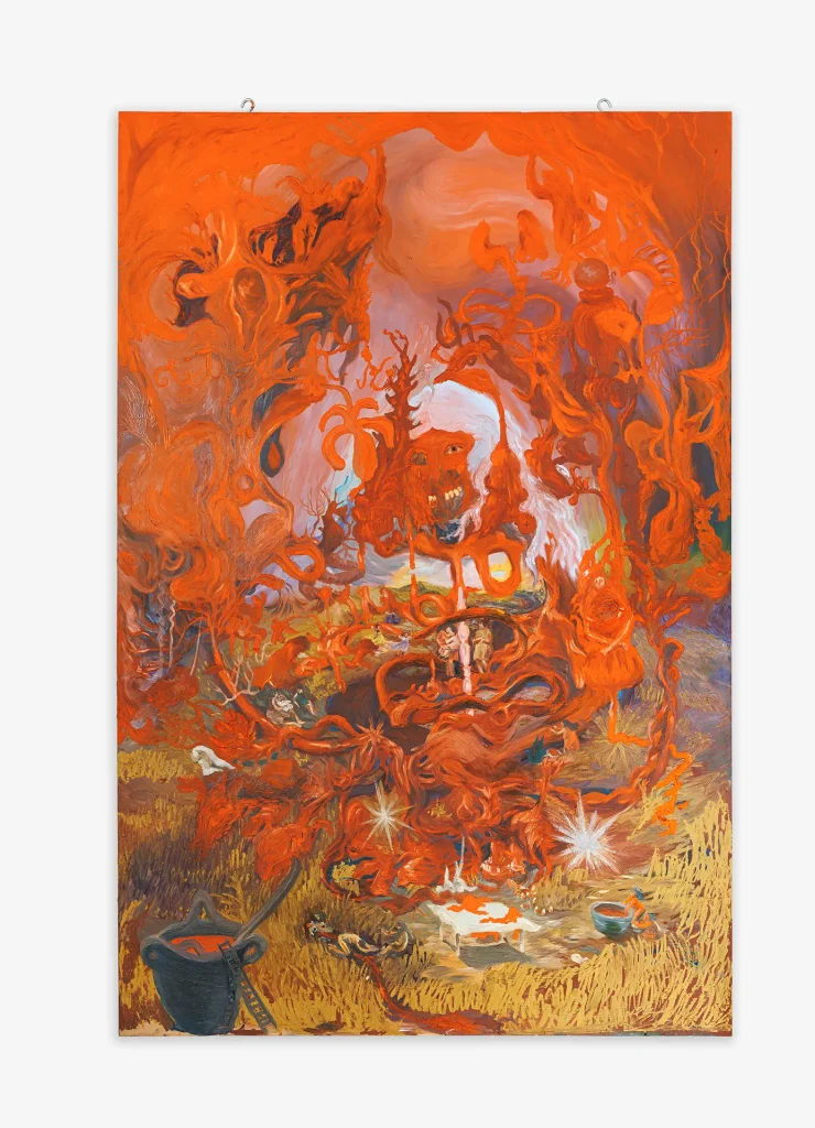 immagine per O trabalho das entranhas 180 × 120 cm (70 7/8 × 47 1/4 in) oil on wood 2026 Photo Robson Lemos
