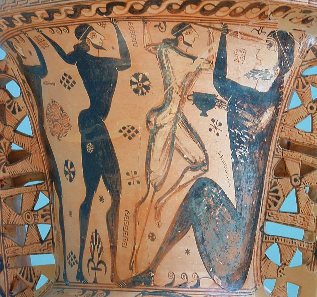 immagine per L’accecamento di Polifemo. Anfora protoattica a figure nere del Pittore di Polifemo, ca 670 a.C., Eleusi, Museo archeologico.