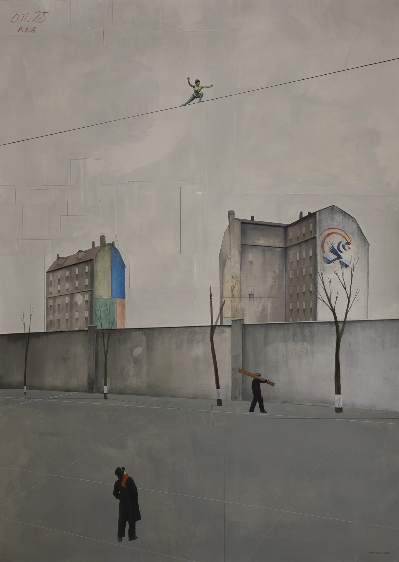 immagine per Paolo Ventura, Gli Acrobati PBA, 2025, collage tecnica mista, 100 x 141 cm copia
