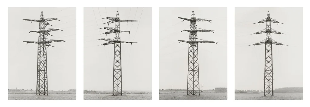 Autore: Bernd & Hilla Becher Titolo: Tralicci dell’alta tensione, Düsseldorf, Germania #: BHB-DUO-04 Anno: 1969 Tecnica: Stampa ai sali d’argento ©: Estate Bernd & Hilla Becher, rappresentato da Max Becher Courtesy Die Photographische Sammlung/SK Stiftung Kultur – Bernd & Hilla Becher Archiv, Colonia