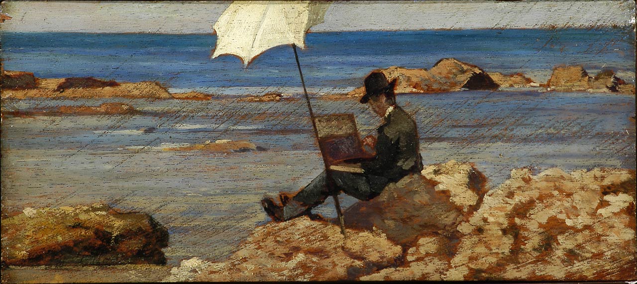 immagine per Giovanni Fattori, Silvestro Lega che dipinge sugli scogli