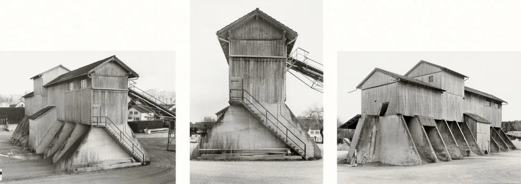 Autore: Bernd & Hilla Becher Titolo: Cava di ghiaia, Oberbüren, San Gallo, Svizzera #: Gruppe-BHB Anno: 2001 Tecnica: 3 Stampe ai sali d’argento © Estate Bernd & Hilla Becher, rappresentato da Max Becher Courtesy Sprüth Magers