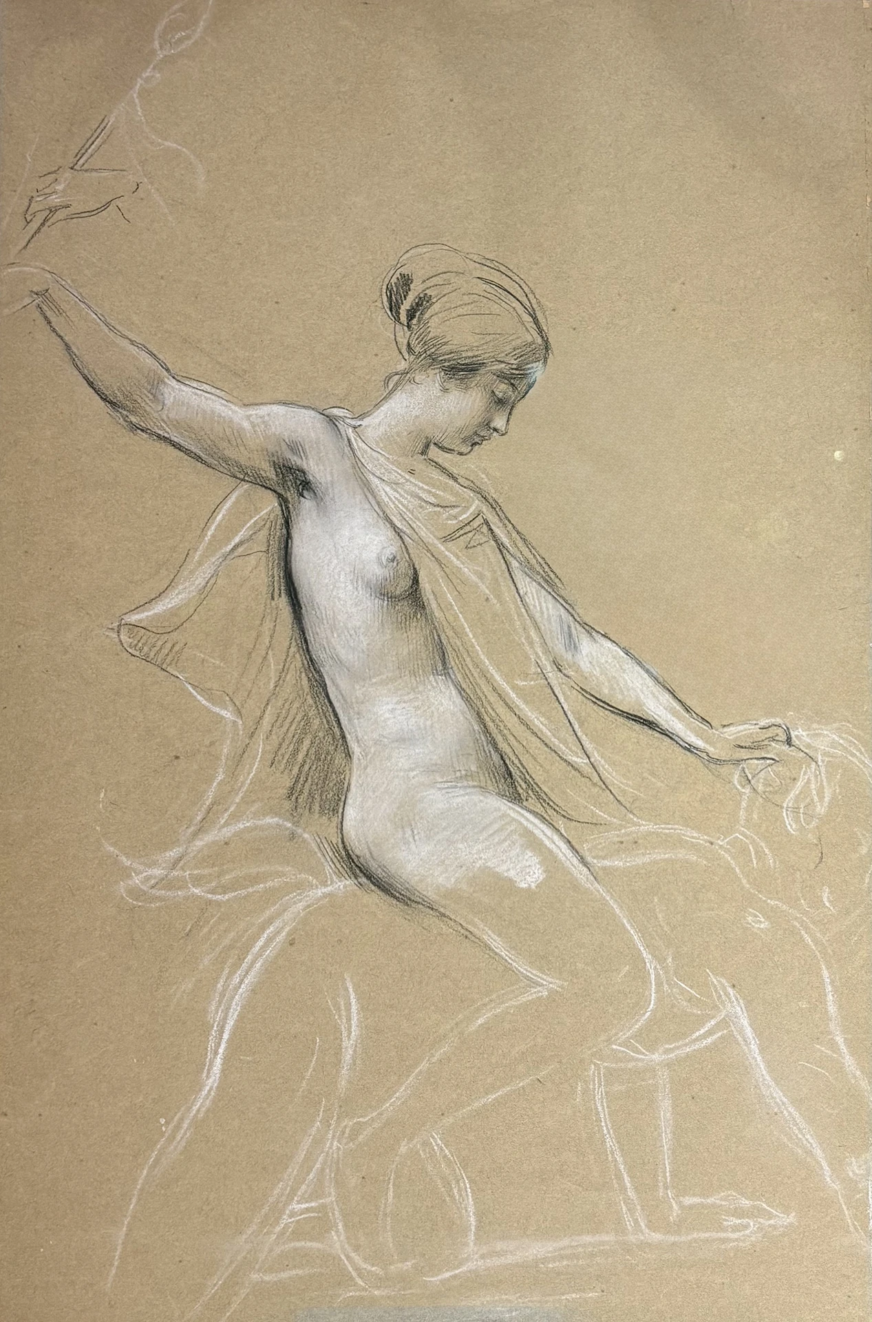 immagine per Mythological Beauty Antiques Par Force Artista anonimo dell’inizio del XX secolo Disegno raffigurante Fillide che cavalca Aristotele Matita e pastello su carta 30 x 45 cm