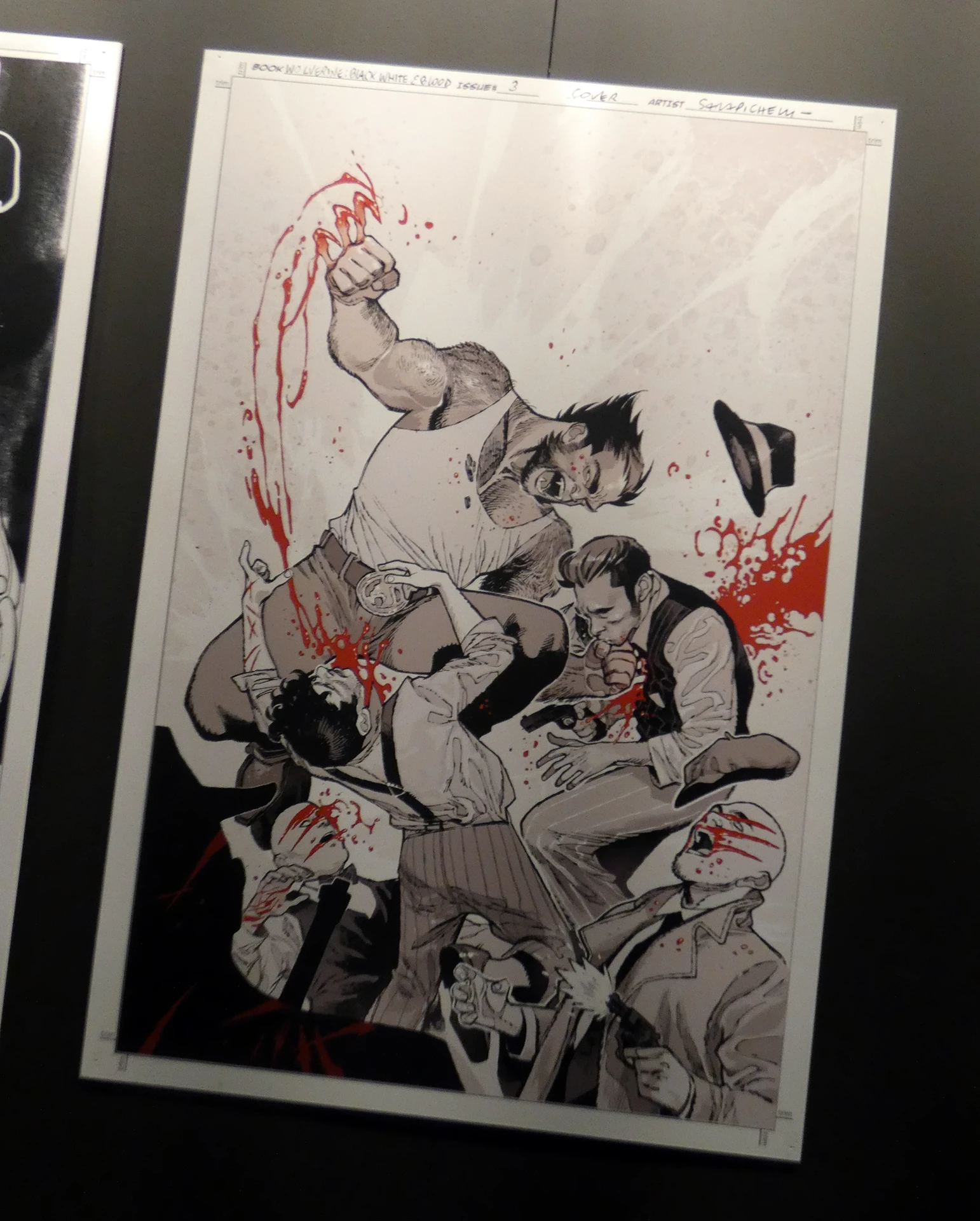 immagine per Wolverine in azione in una tavola esposta nella mostra The Art of Sara Pichelli… nella precedente 36ª edizione del Romics