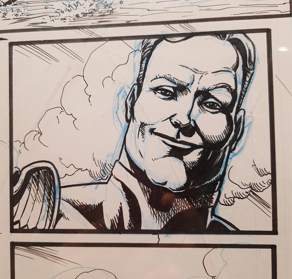 immagine per Patriota disegnato da Darick Robertson. Particolare da una tavola di The Boys esposta in Villains. Le radici del male